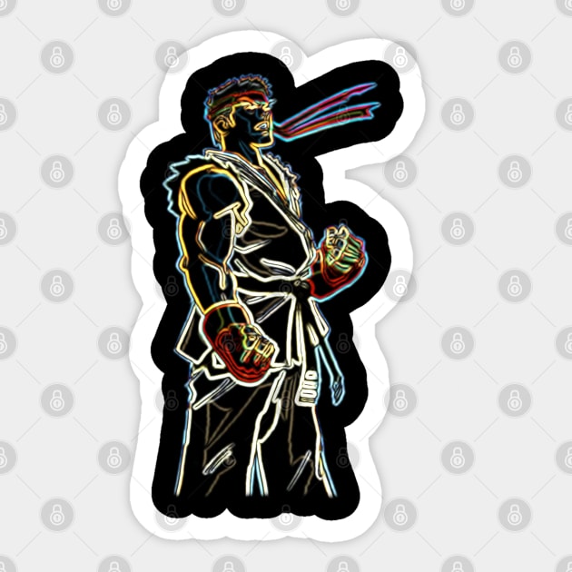 Karate Man Neon Sticker by enchantingants